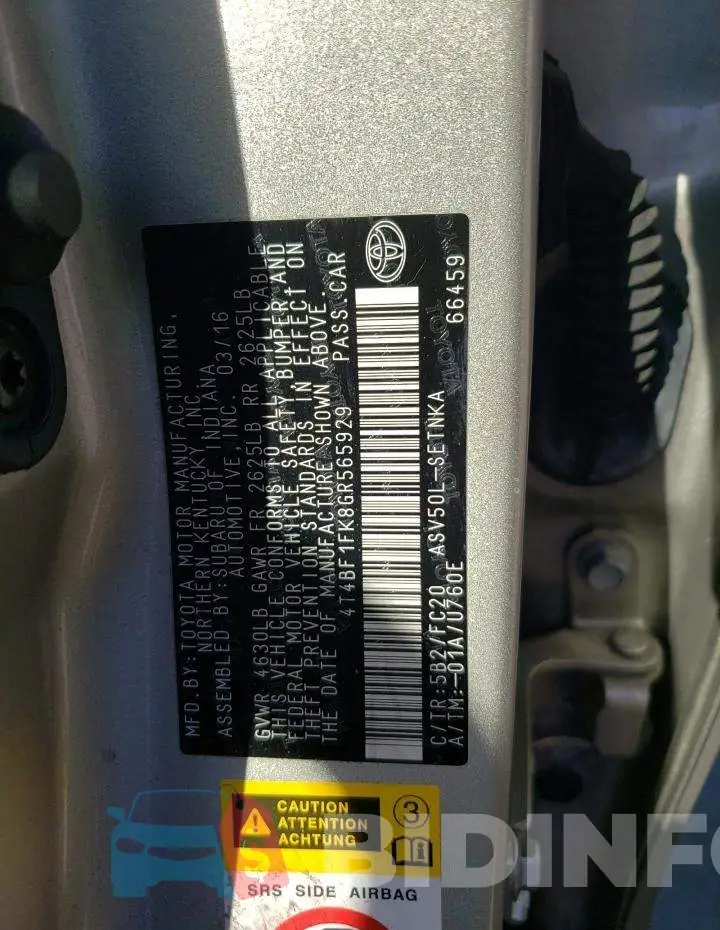4T4BF1FK8GR565929 Photo# 12