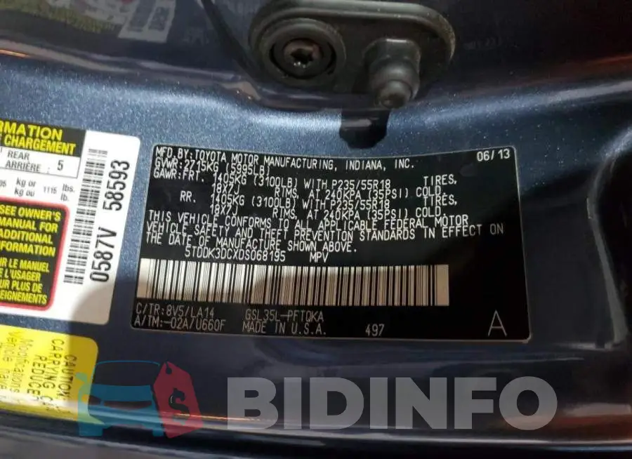 5TDDK3DCXDS068195 Photo# 13