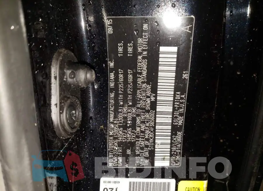 5TDYK3DC4FS656002 Photo# 14
