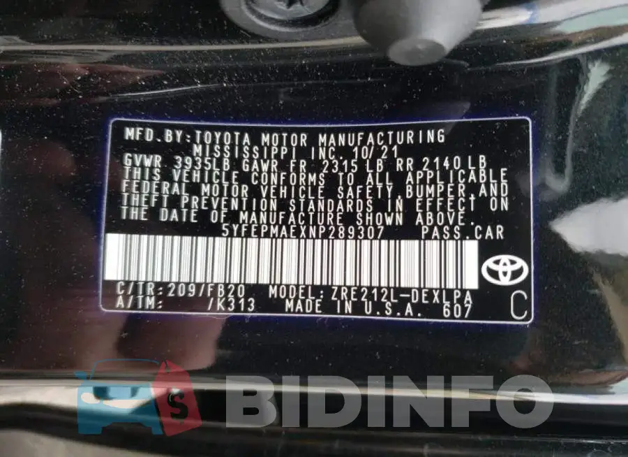 5YFEPMAEXNP289307 Photo# 12