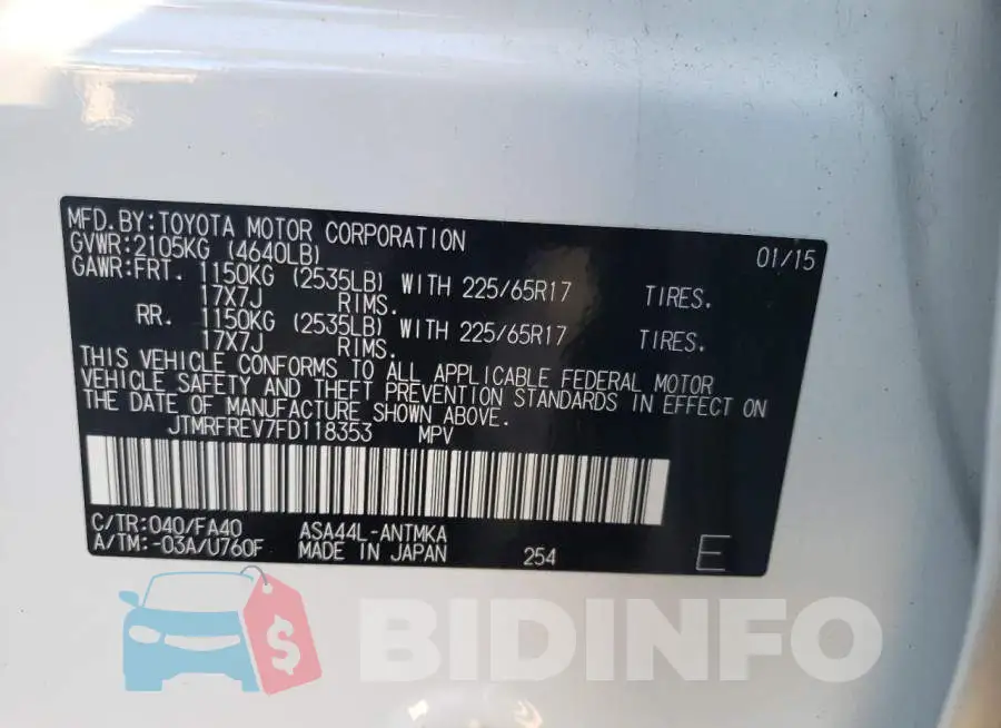 JTMRFREV7FD118353 Photo# 13