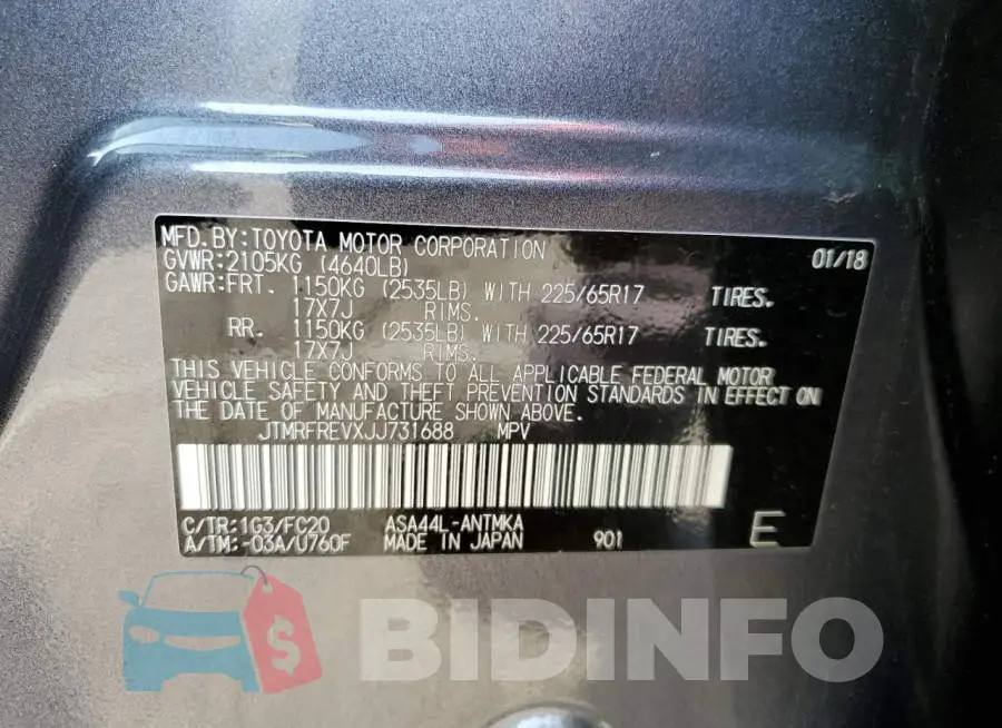 JTMRFREVXJJ731688 Photo# 10