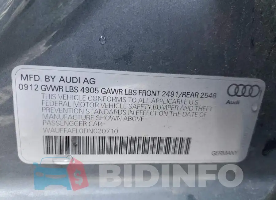 WAUFFAFL0DN020710 Photo# 12
