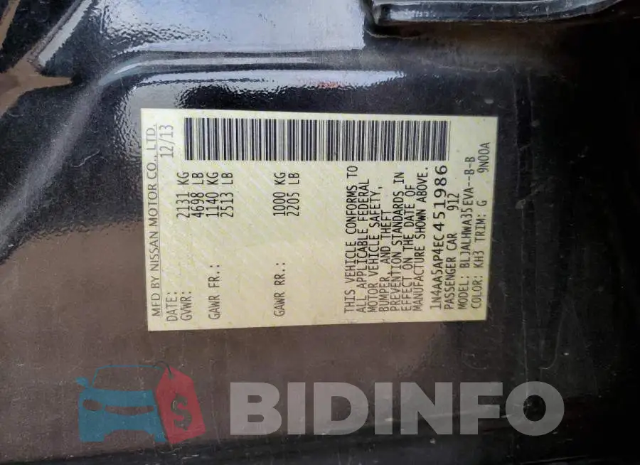 1N4AA5AP4EC451986 Photo# 10