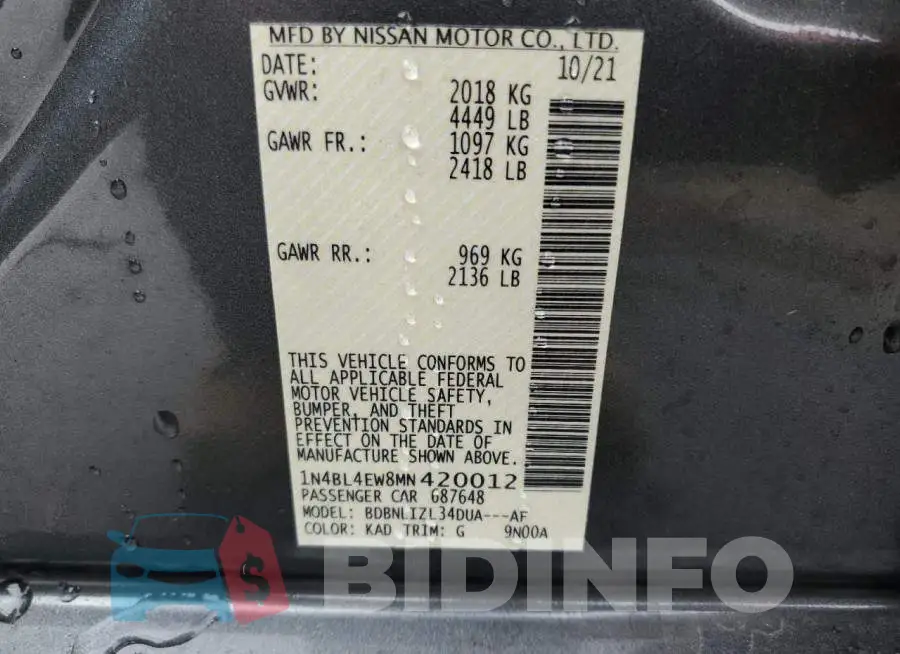 1N4BL4EW8MN420012 Photo# 12