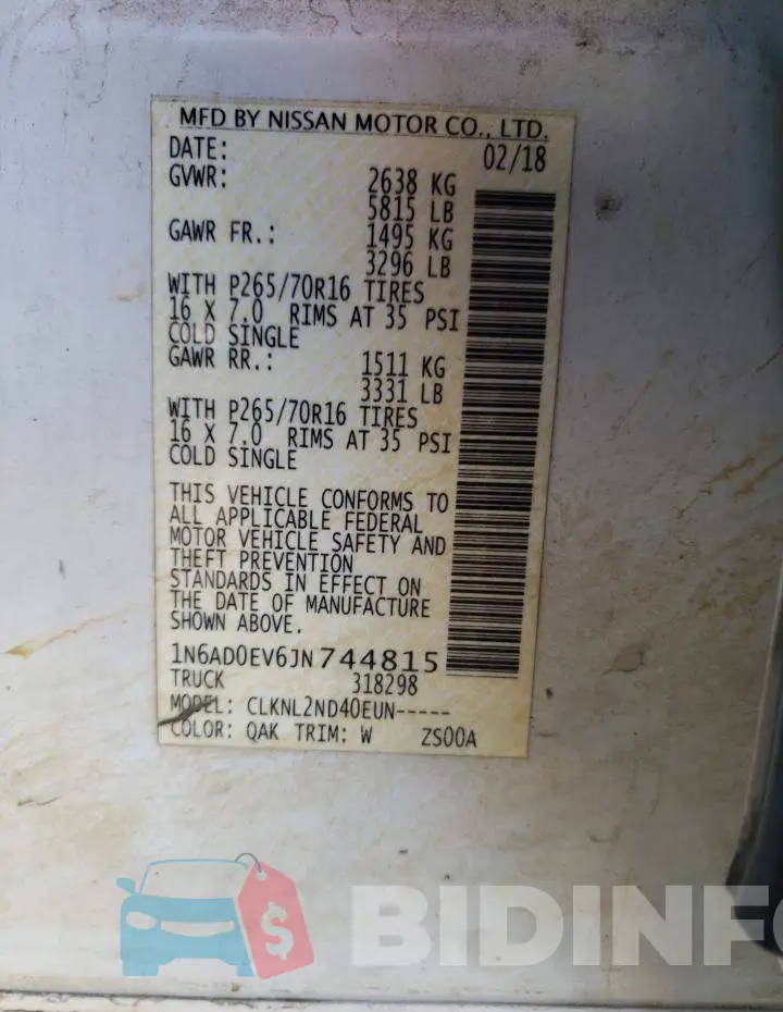 1N6AD0EV6JN744815 Photo# 13