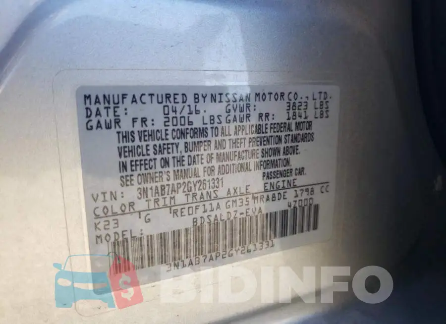 3N1AB7AP2GY261331 Photo# 13