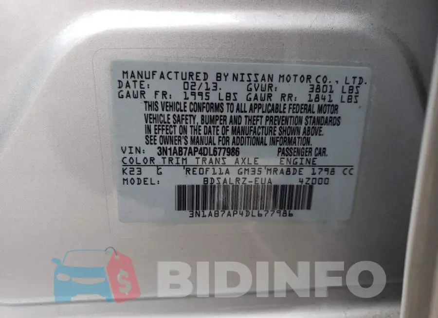 3N1AB7AP4DL677986 Photo# 12