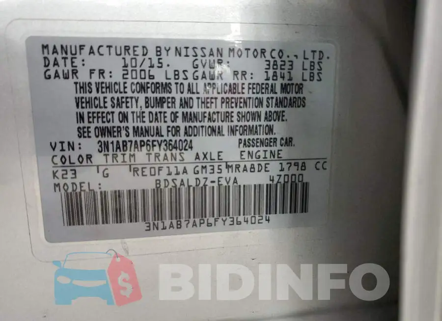 3N1AB7AP6FY364024 Photo# 12