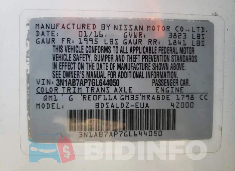 3N1AB7AP7GL644050 Photo# 13
