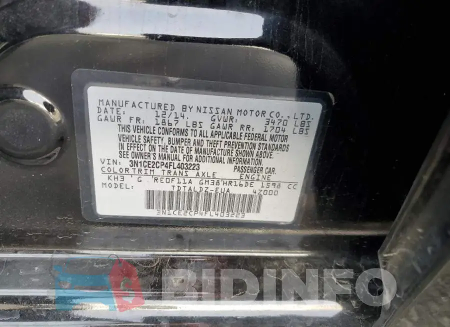 3N1CE2CP4FL403223 Photo# 12