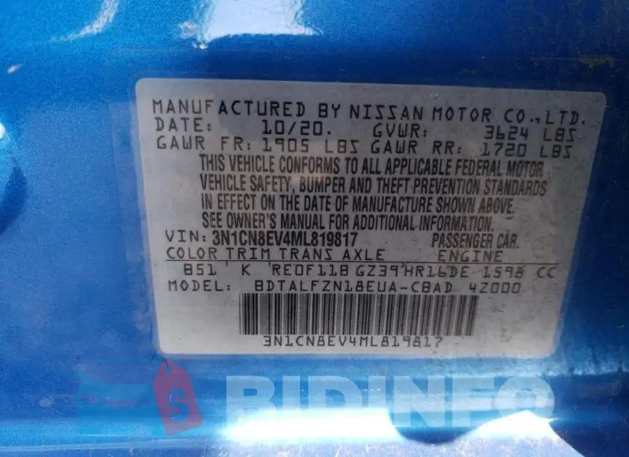 3N1CN8EV4ML819817 Photo# 12