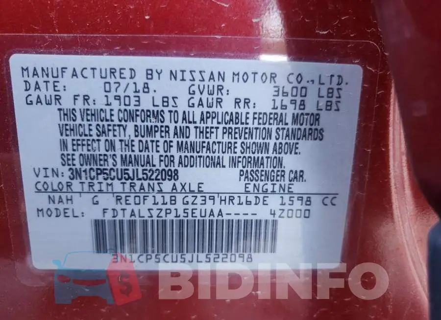 3N1CP5CU5JL522098 Photo# 12