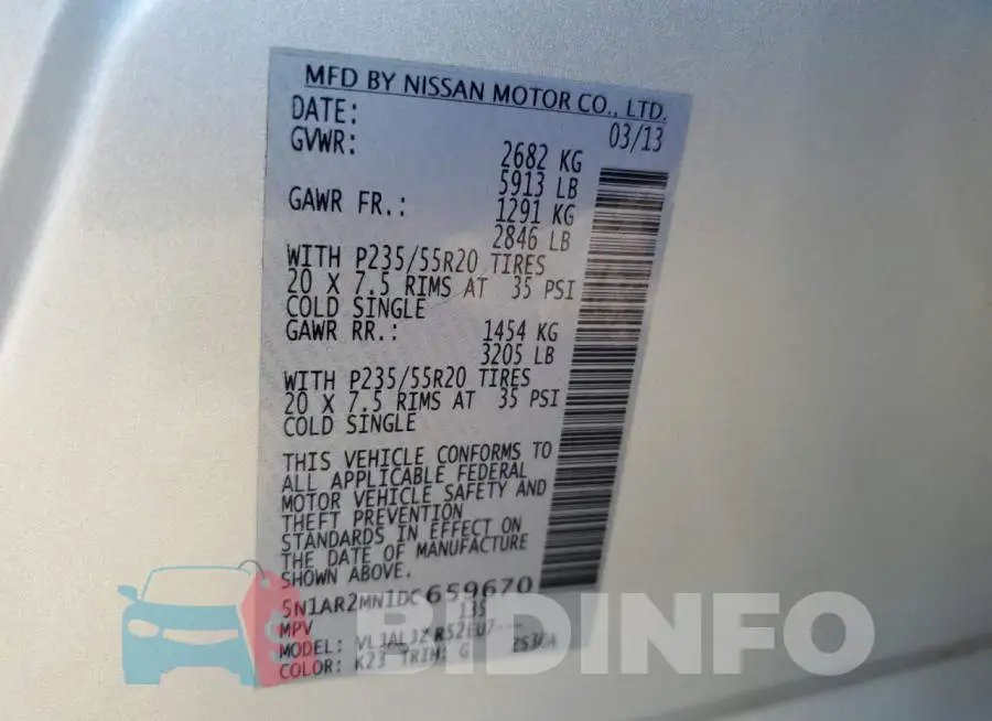 5N1AR2MN1DC659670 Photo# 13