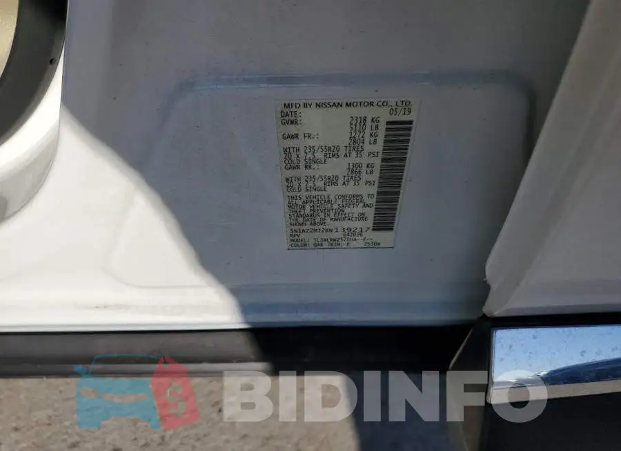 5N1AZ2MJ2KN139217 Photo# 13