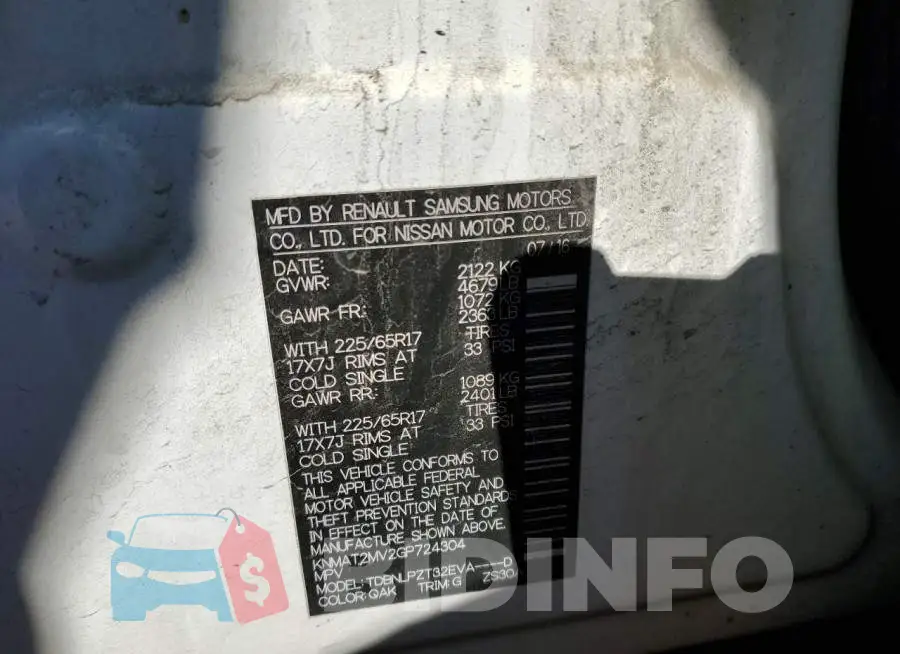 KNMAT2MV2GP724304 Photo# 14
