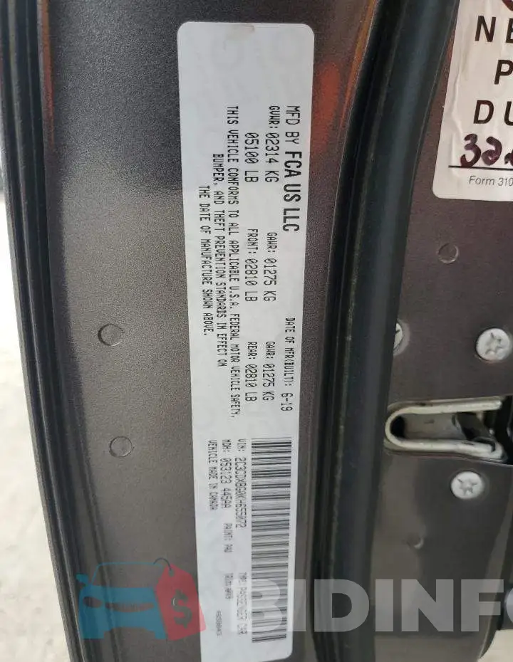 2C3CDXBG0KH655072 Photo# 10