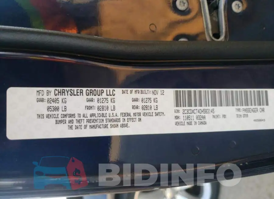 2C3CDXCT4DH583145 Photo# 10