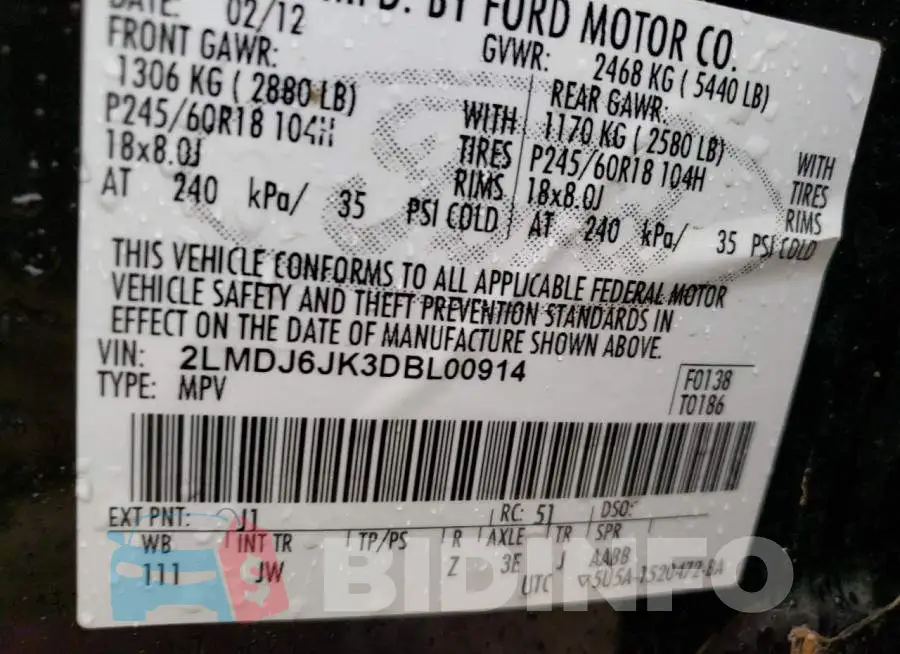 2LMDJ6JK3DBL00914 Photo# 13