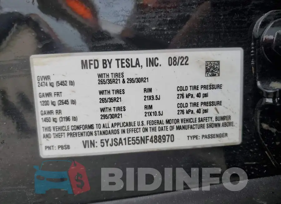 5YJSA1E55NF488970 Photo# 10