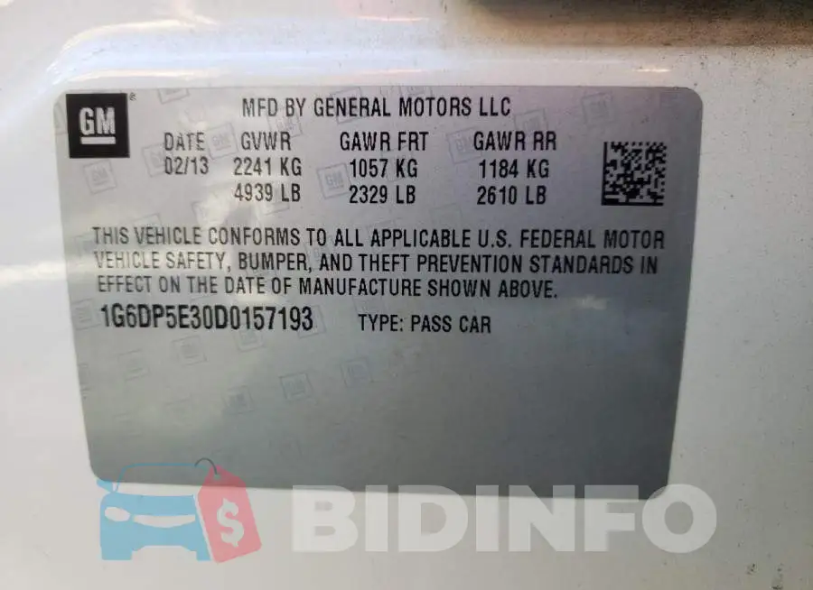 1G6DP5E30D0157193 Photo# 10