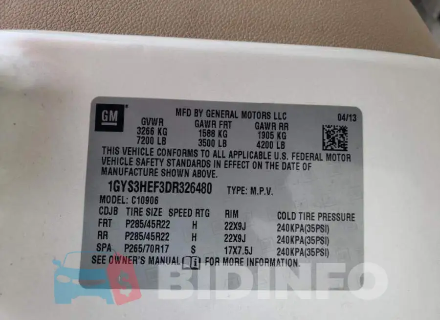 1GYS3HEF3DR326480 Photo# 10