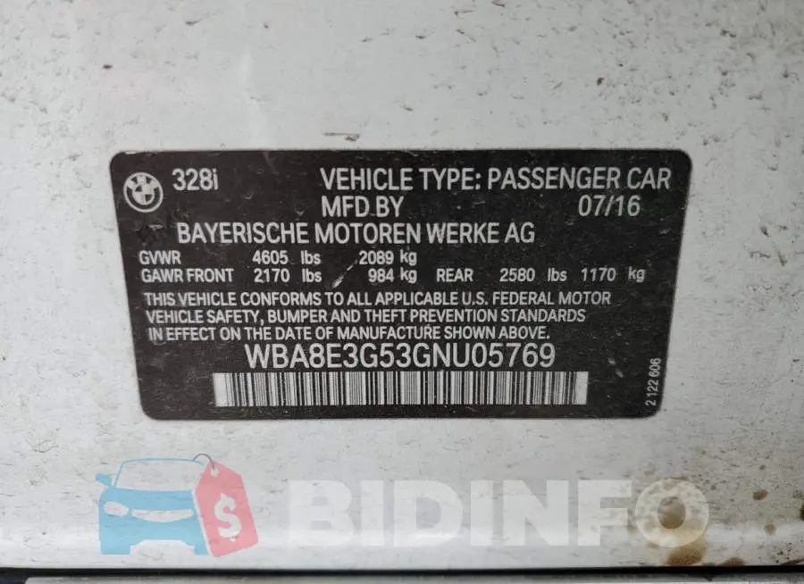 WBA8E3G53GNU05769 Photo# 12