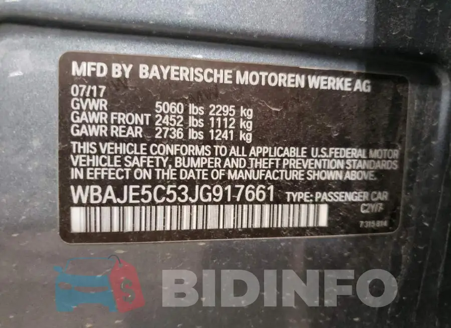 WBAJE5C53JG917661 Photo# 13
