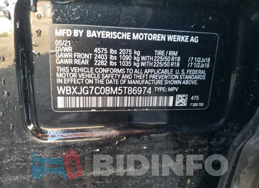 WBXJG7C08M5T86974 Photo# 13