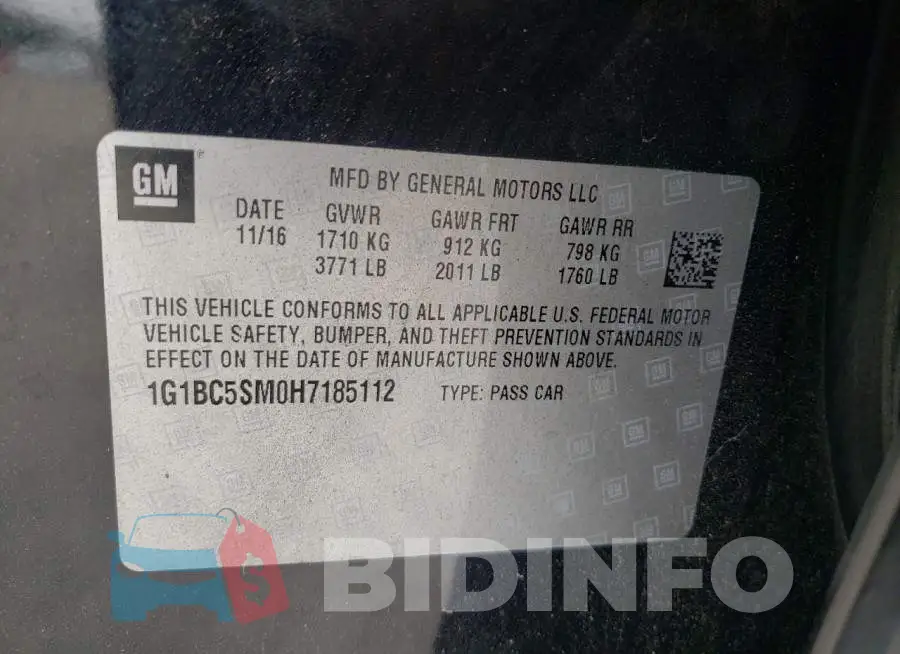 1G1BC5SM0H7185112 Photo# 10