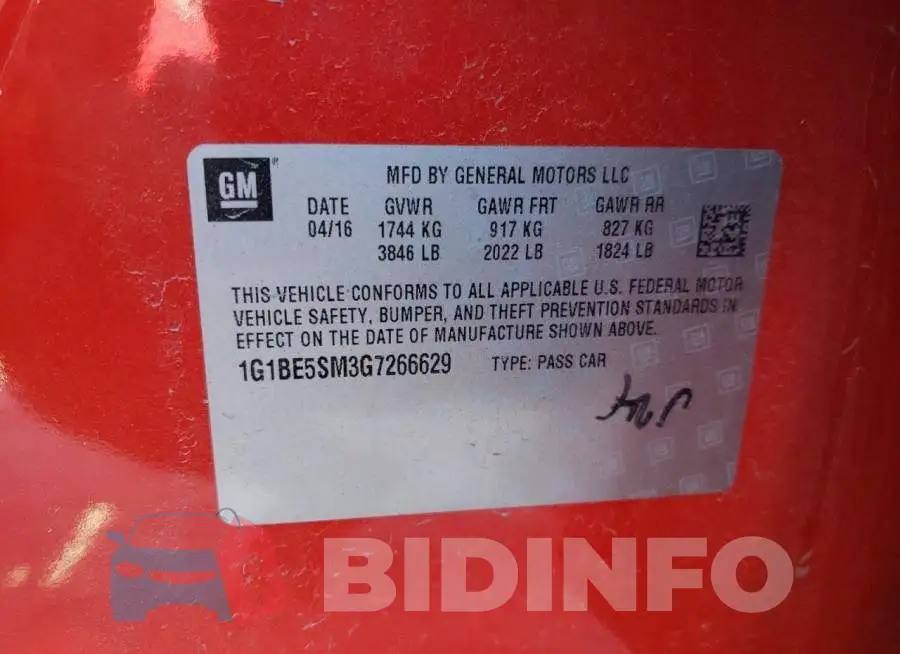 1G1BE5SM3G7266629 Photo# 10