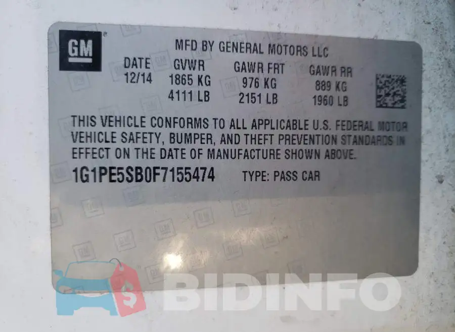 1G1PE5SB0F7155474 Photo# 10
