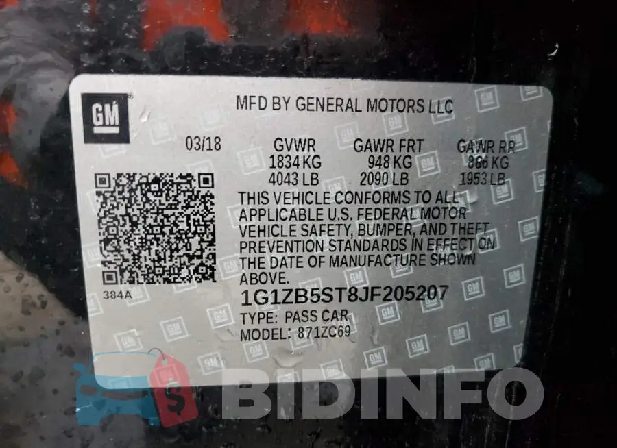 1G1ZB5ST8JF205207 Photo# 10