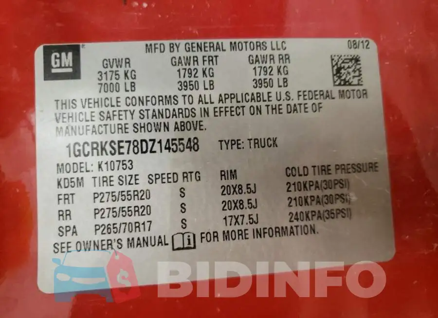 1GCRKSE78DZ145548 Photo# 10