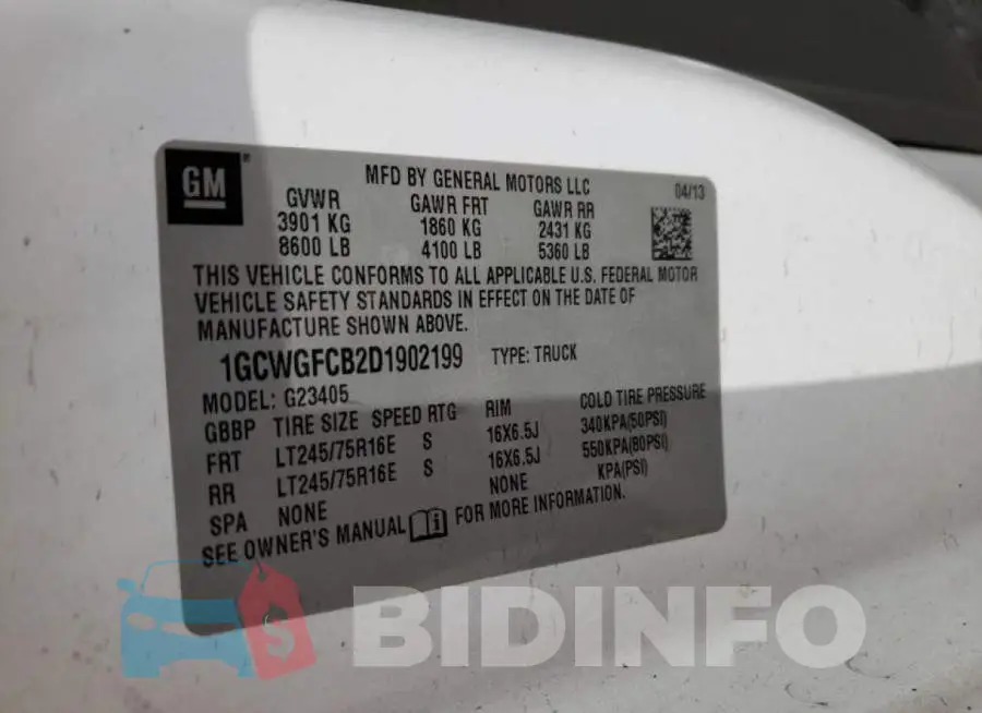 1GCWGFCB2D1902199 Photo# 10