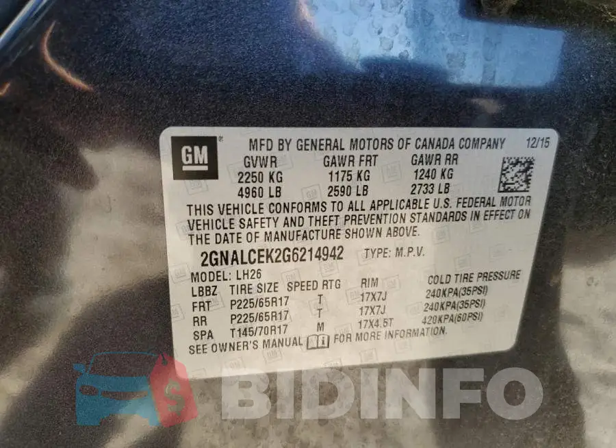 2GNALCEK2G6214942 Photo# 13