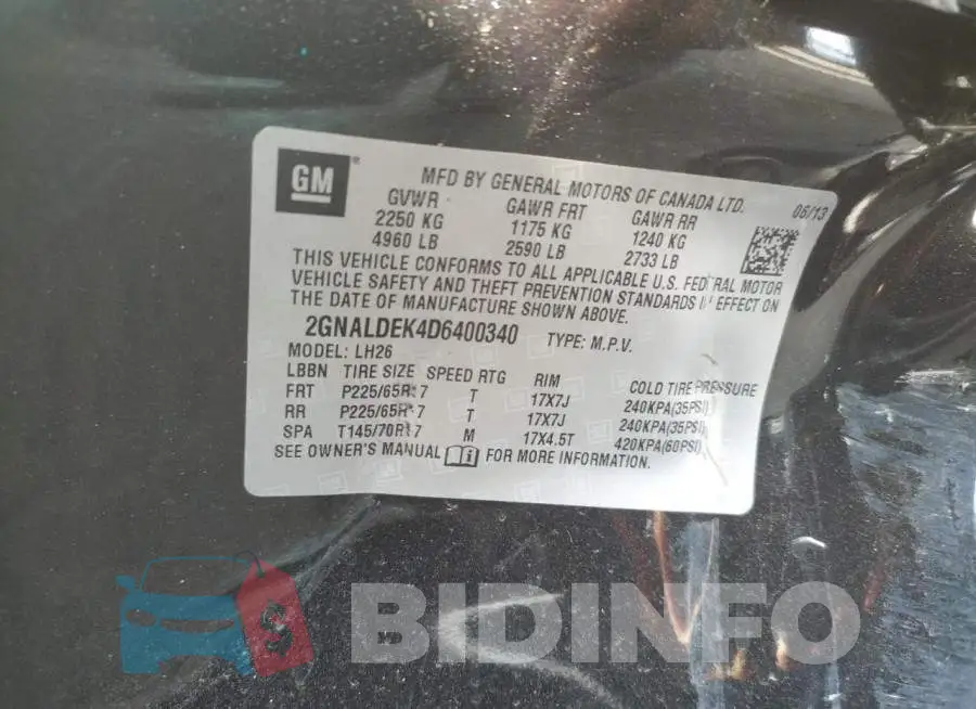 2GNALDEK4D6400340 Photo# 10
