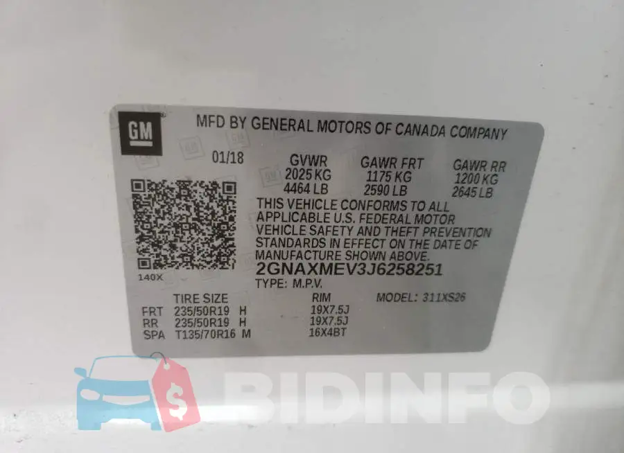 2GNAXMEV3J6258251 Photo# 10