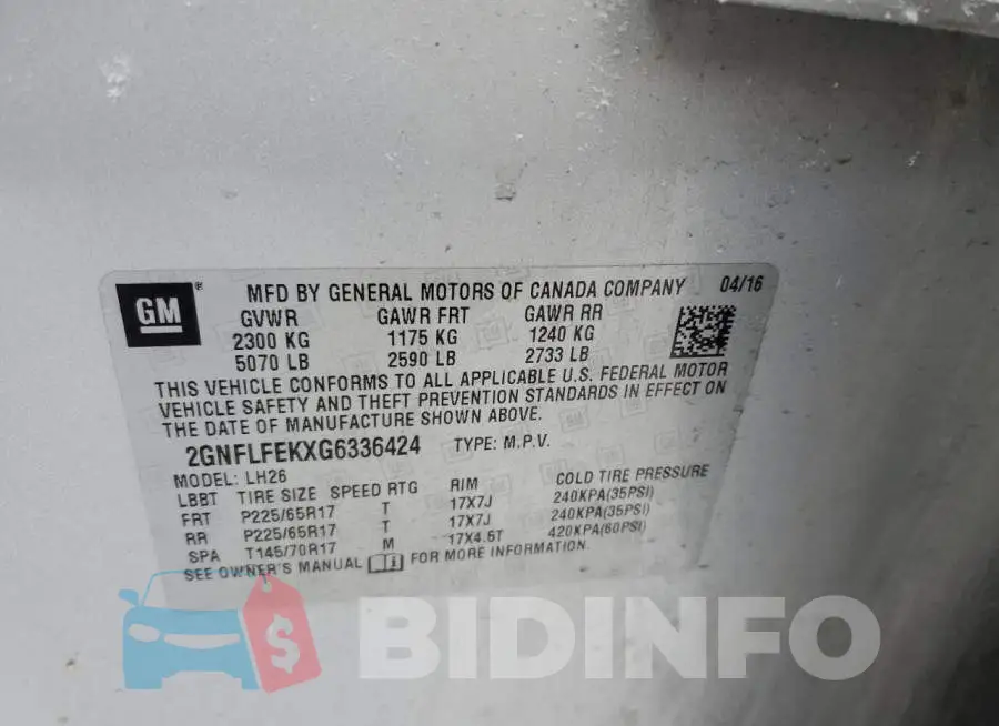 2GNFLFEKXG6336424 Photo# 13