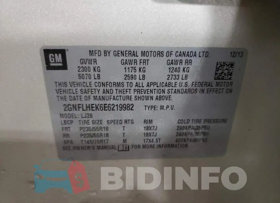 2GNFLHEK6E6219982 Photo# 10