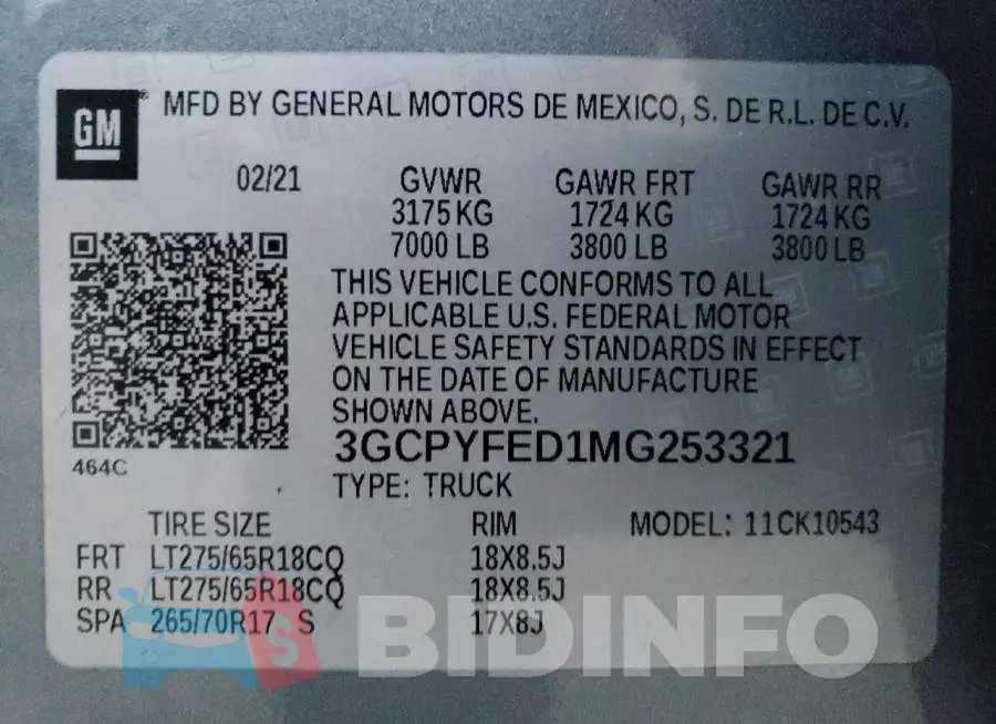 3GCPYFED1MG253321 Photo# 12