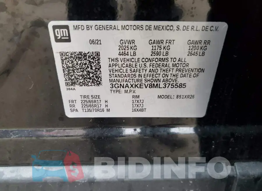 3GNAXKEV8ML375585 Photo# 12