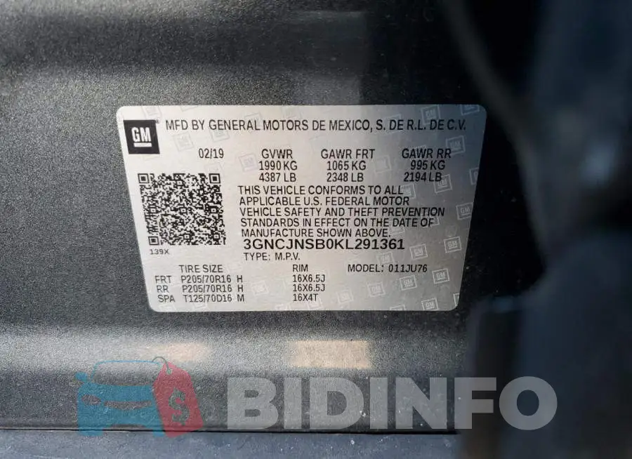 3GNCJNSB0KL291361 Photo# 13
