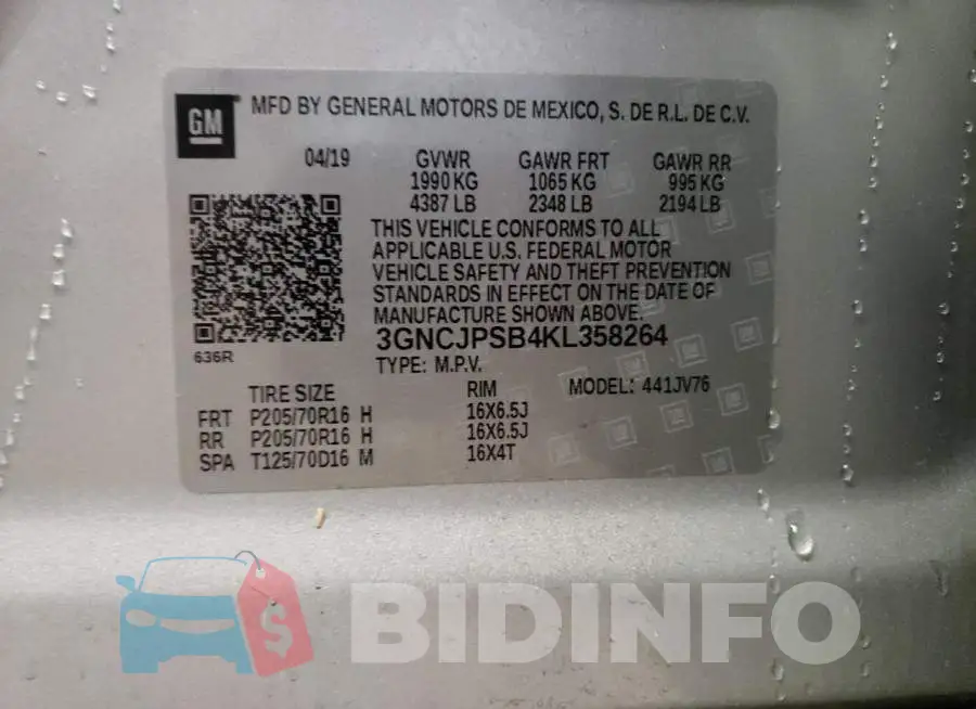 3GNCJPSB4KL358264 Photo# 10