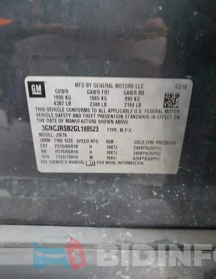 3GNCJRSB2GL188523 Photo# 10