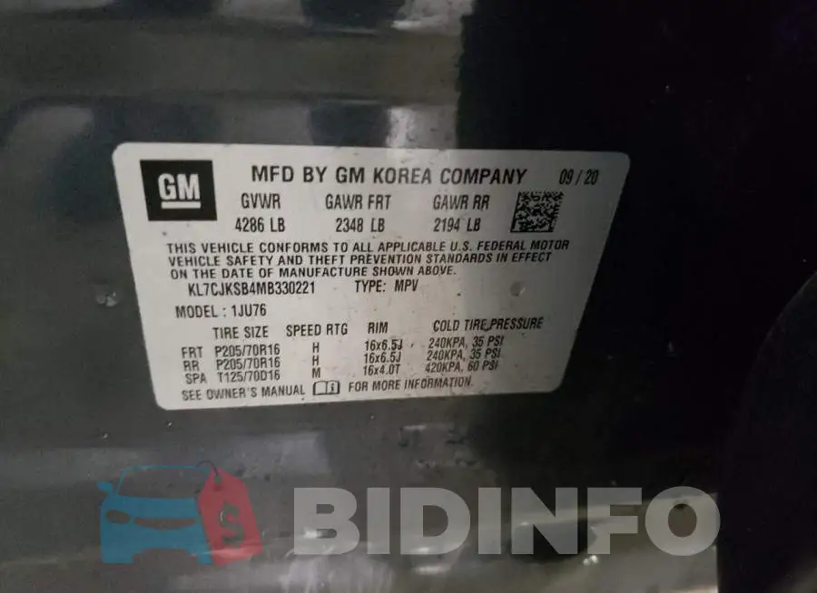 KL7CJKSB4MB330221 Photo# 14