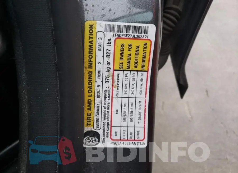1FADP3E27JL302321 Photo# 13