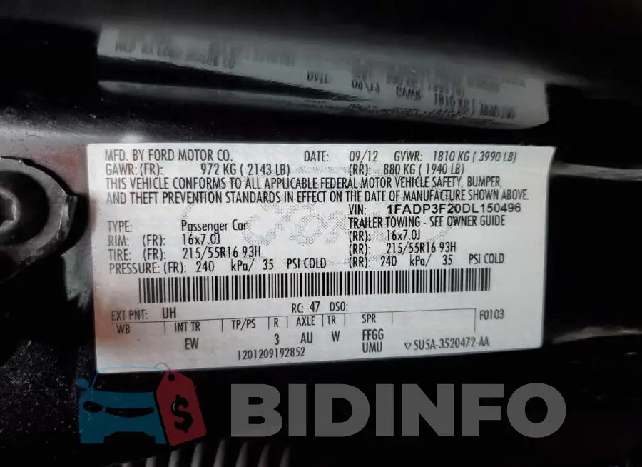 1FADP3F20DL150496 Photo# 13