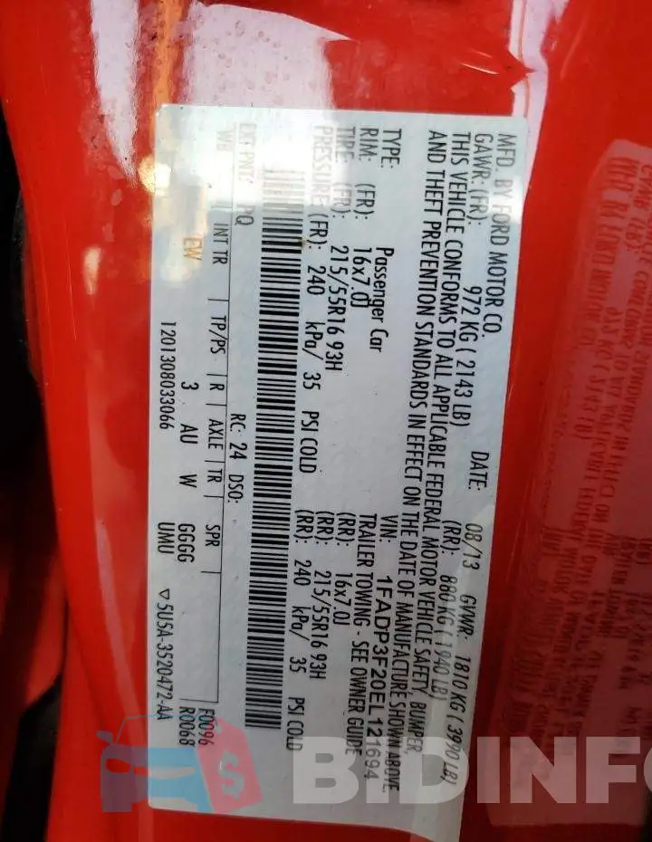 1FADP3F20EL121694 Photo# 12