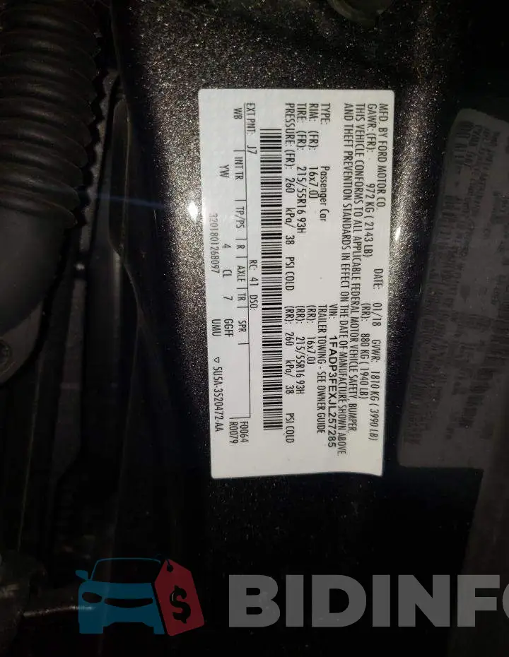 1FADP3FEXJL257285 Photo# 10